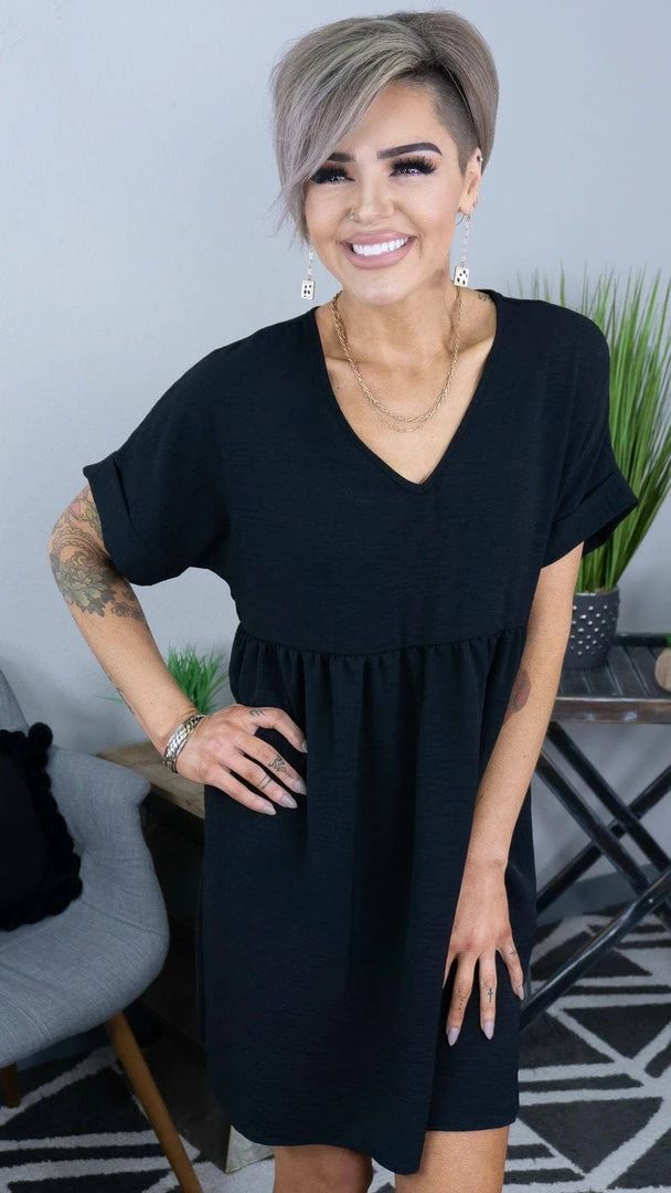 The ZigZag Stripe Black City Sleek Dress