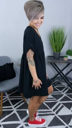 The ZigZag Stripe Black City Sleek Dress