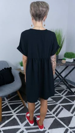 The ZigZag Stripe Black City Sleek Dress