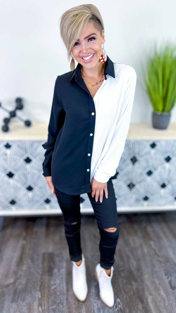 The ZigZag Stripe Black Cocktail Mood Top TOPS & TUNICS