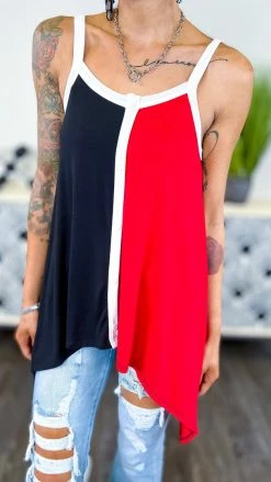 The ZigZag Stripe Black Color Craze Tank [NO RETURNS]