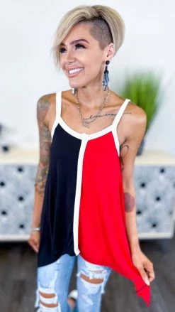 The ZigZag Stripe Black Color Craze Tank [NO RETURNS]