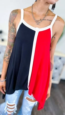 The ZigZag Stripe Black Color Craze Tank [NO RETURNS]