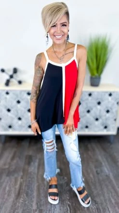 The ZigZag Stripe Black Color Craze Tank [NO RETURNS]