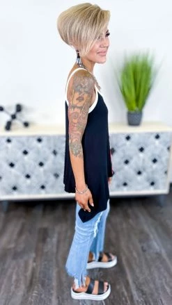 The ZigZag Stripe Black Color Craze Tank [NO RETURNS]