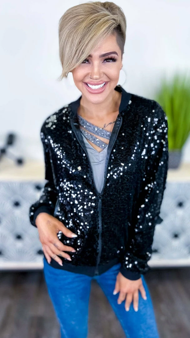 The ZigZag Stripe OUTERWEAR Black Concert Bomber Jacket