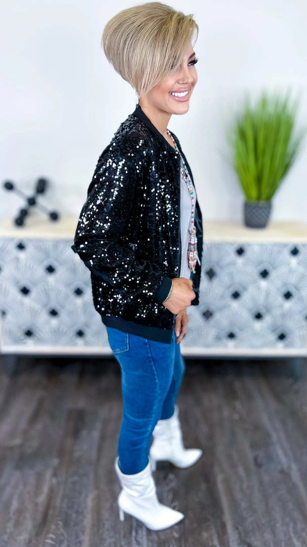 The ZigZag Stripe OUTERWEAR Black Concert Bomber Jacket