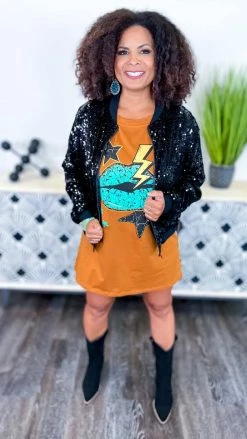 The ZigZag Stripe OUTERWEAR Black Concert Bomber Jacket