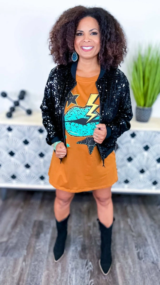 The ZigZag Stripe OUTERWEAR Black Concert Bomber Jacket