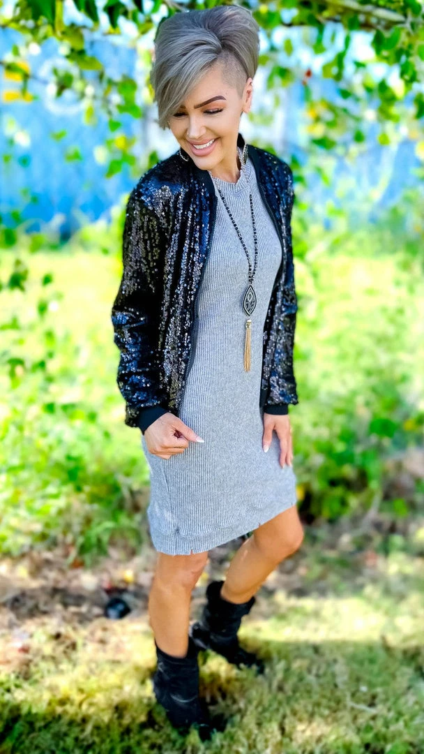 The ZigZag Stripe OUTERWEAR Black Concert Bomber Jacket