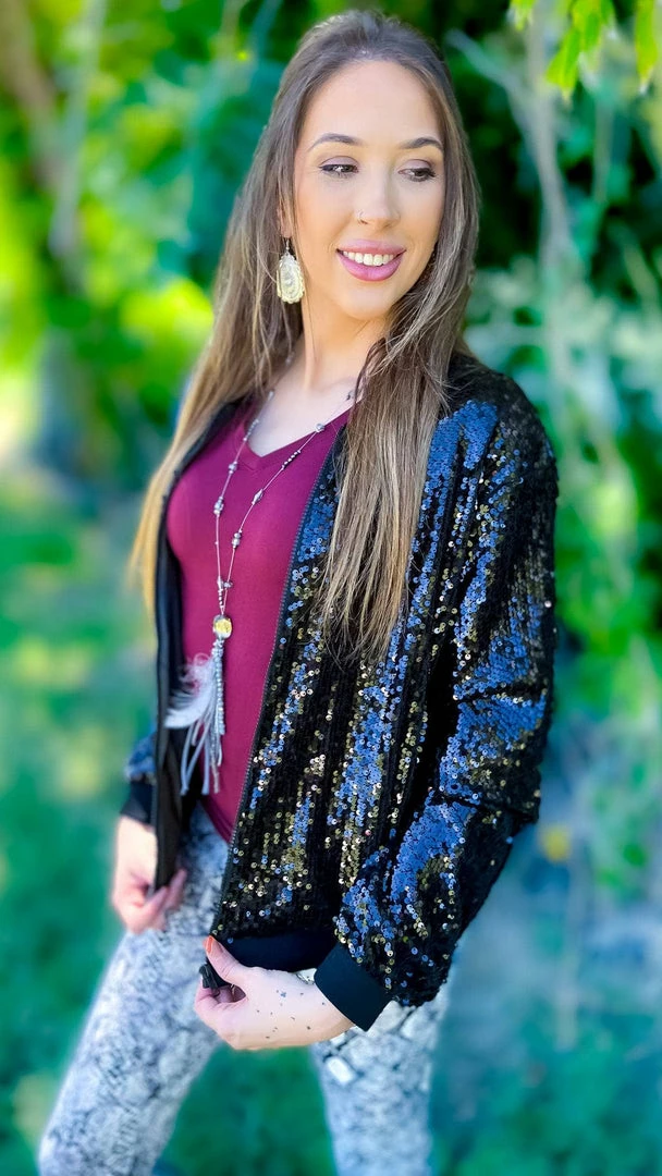 The ZigZag Stripe OUTERWEAR Black Concert Bomber Jacket