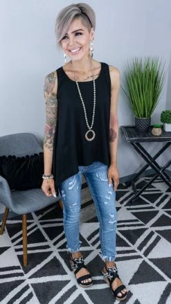 The ZigZag Stripe Black Concert Vibes Tank TOPS & TUNICS