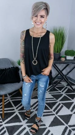 The ZigZag Stripe Black Concert Vibes Tank TOPS & TUNICS