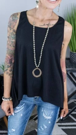 The ZigZag Stripe Black Concert Vibes Tank TOPS & TUNICS