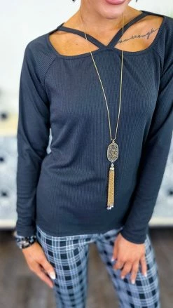 The ZigZag Stripe Black Daring Beauty Top