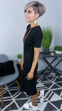 The ZigZag Stripe Black Embracing Us Dress DRESSES