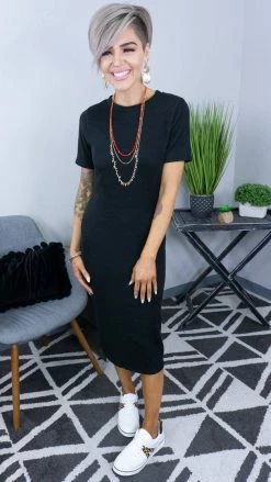 The ZigZag Stripe Black Embracing Us Dress DRESSES