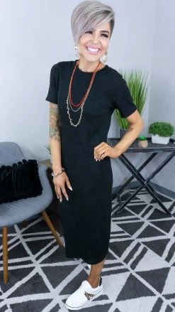 The ZigZag Stripe Black Embracing Us Dress DRESSES