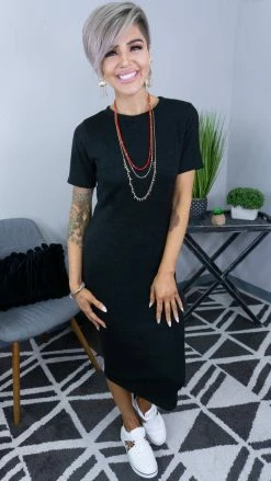 The ZigZag Stripe Black Embracing Us Dress DRESSES