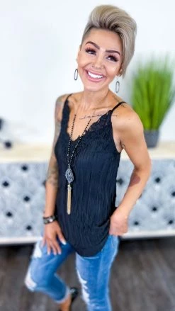 The ZigZag Stripe TOPS & TUNICS Black Everyday Elegance Tank