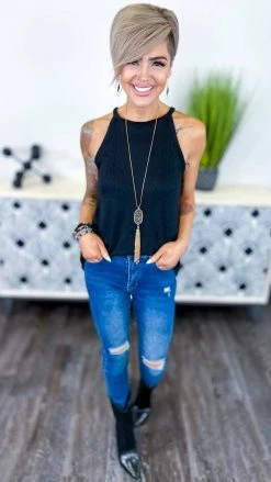 The ZigZag Stripe Black Festival Babe Tank TOPS & TUNICS