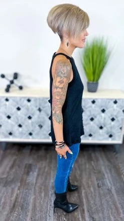 The ZigZag Stripe Black Festival Babe Tank TOPS & TUNICS