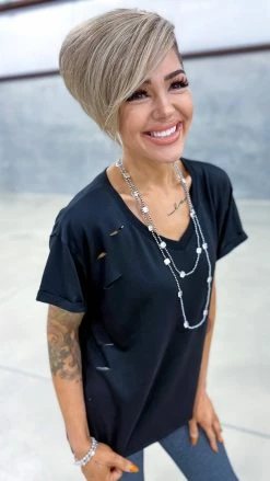 The ZigZag Stripe Black Flirtatious Friendship Top [NO RETURNS] TOPS & TUNICS