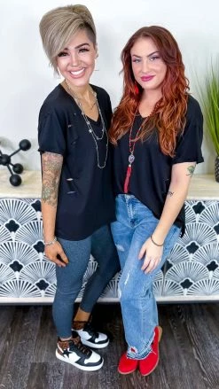 The ZigZag Stripe Black Flirtatious Friendship Top [NO RETURNS] TOPS & TUNICS