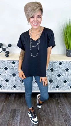 The ZigZag Stripe Black Flirtatious Friendship Top [NO RETURNS] TOPS & TUNICS