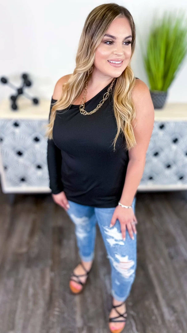 The ZigZag Stripe TOPS & TUNICS Black Flirtatious Relationship Top