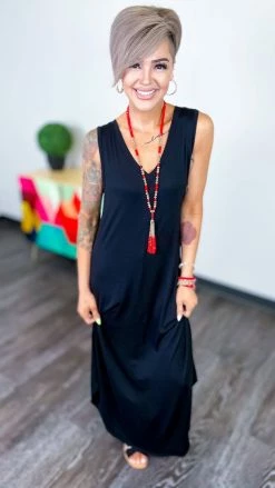 The ZigZag Stripe Black Flirty Thoughts Dress DRESSES