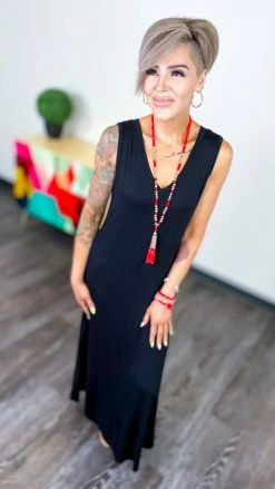 The ZigZag Stripe Black Flirty Thoughts Dress DRESSES