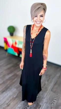 The ZigZag Stripe Black Flirty Thoughts Dress DRESSES