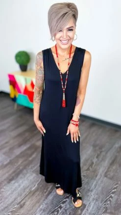 The ZigZag Stripe Black Flirty Thoughts Dress DRESSES