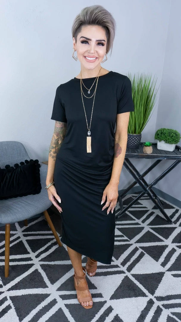 The ZigZag Stripe Black Forever More Dress DRESSES