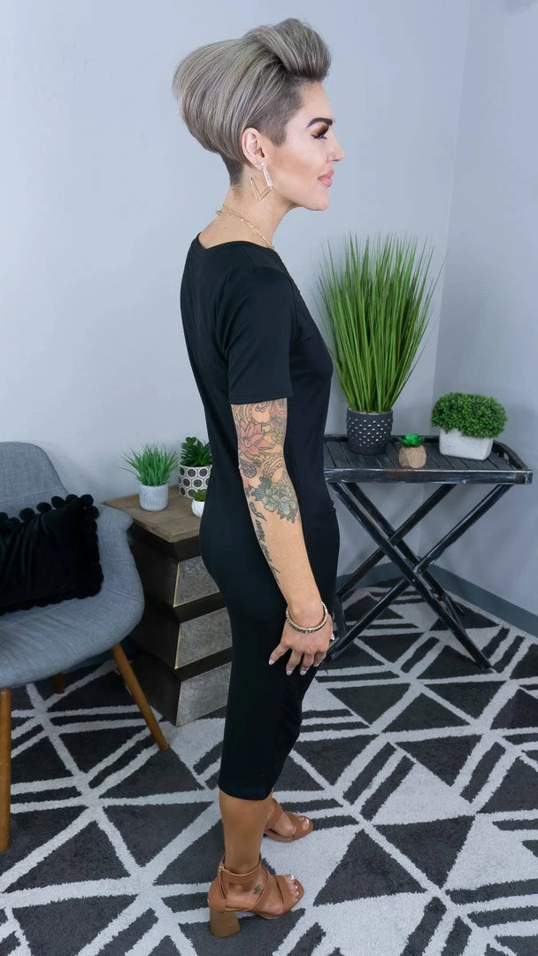 The ZigZag Stripe Black Forever More Dress DRESSES