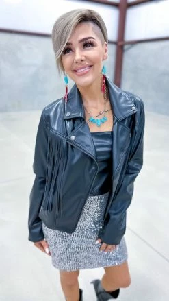 White Birch Black Fringe Benefits Jacket OUTERWEAR