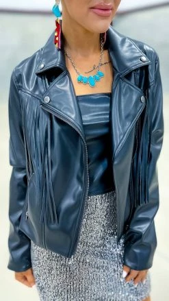 White Birch Black Fringe Benefits Jacket OUTERWEAR