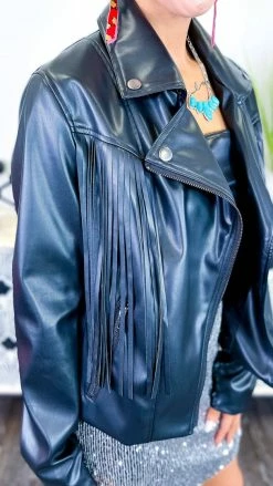 White Birch Black Fringe Benefits Jacket OUTERWEAR