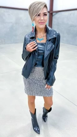 White Birch Black Fringe Benefits Jacket OUTERWEAR