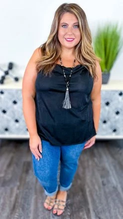 The ZigZag Stripe Black Glam Gal Tank TOPS & TUNICS