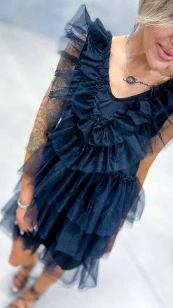 The ZigZag Stripe Black Glamour Hour Dress