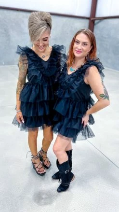 The ZigZag Stripe Black Glamour Hour Dress