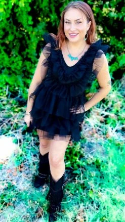 The ZigZag Stripe Black Glamour Hour Dress