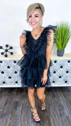 The ZigZag Stripe Black Glamour Hour Dress