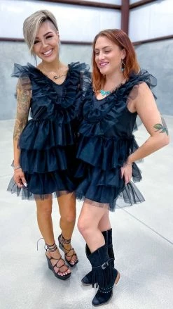 The ZigZag Stripe Black Glamour Hour Dress