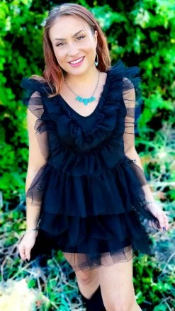 The ZigZag Stripe Black Glamour Hour Dress