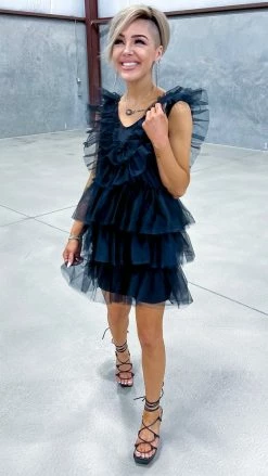 The ZigZag Stripe Black Glamour Hour Dress