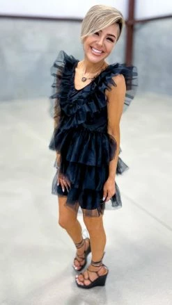 The ZigZag Stripe Black Glamour Hour Dress