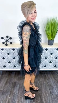 The ZigZag Stripe Black Glamour Hour Dress